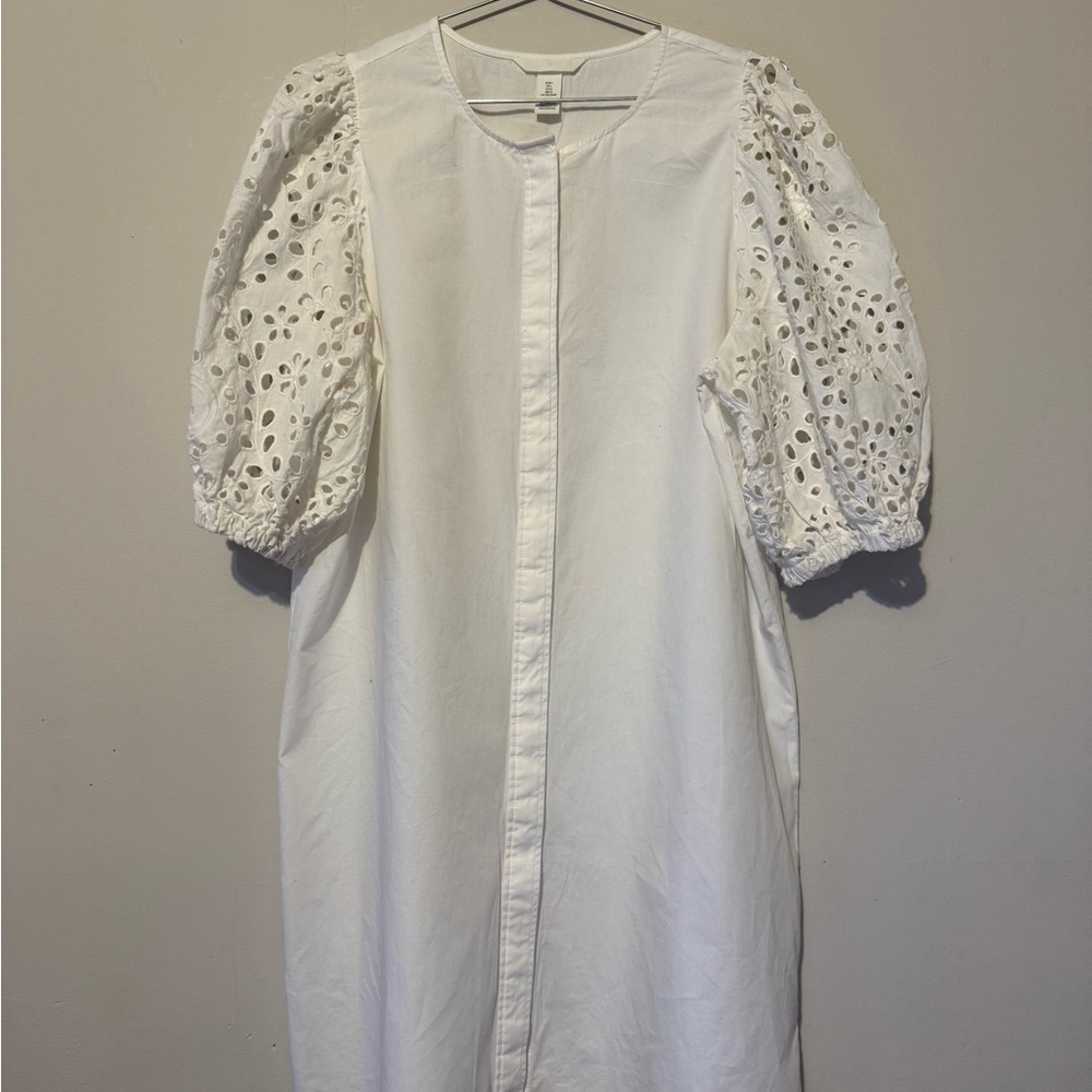 H&M White Puff Sleeve Casual Dress